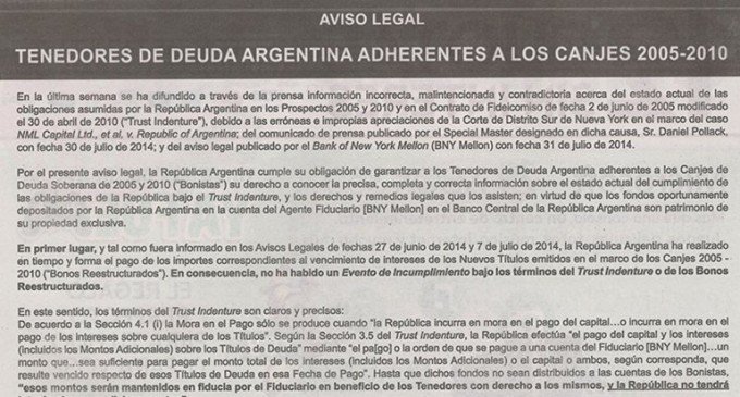 El gobierno convocó a los bonistas que aceptaron el canje a cambiar de banco