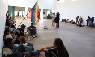 Félix Díaz y otros dirigentes indígenas protestan en la ex ESMA