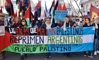 Masiva movilización en repudio a la visita de Benjamín Netanyahu