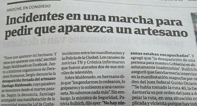 Clarín y las “noticias” del primer mes de la desaparición de Santiago Maldonado